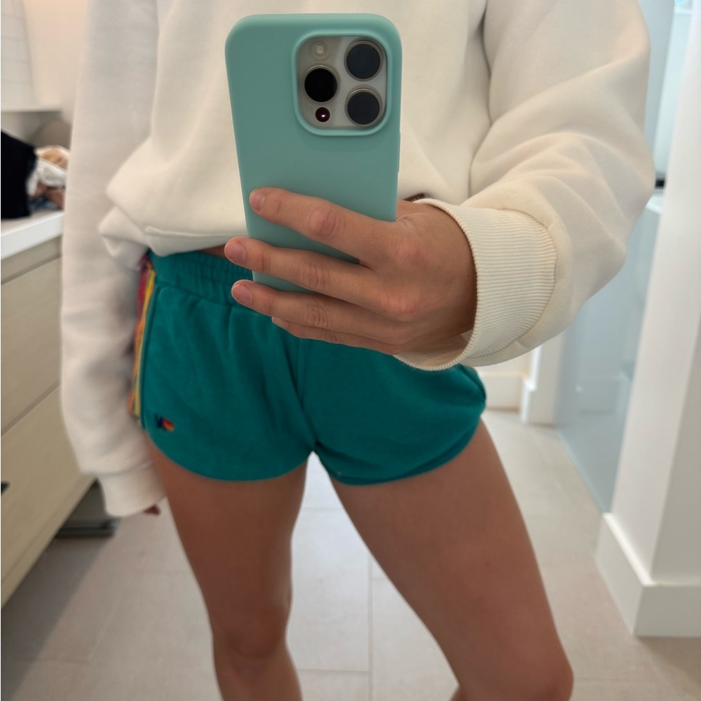 Aviator Nation Teal Athletic Shorts